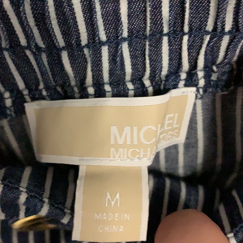 Michael Kors Cropped Blue‑White Striped Drawstring Pants Size M - Picture 3 of 5